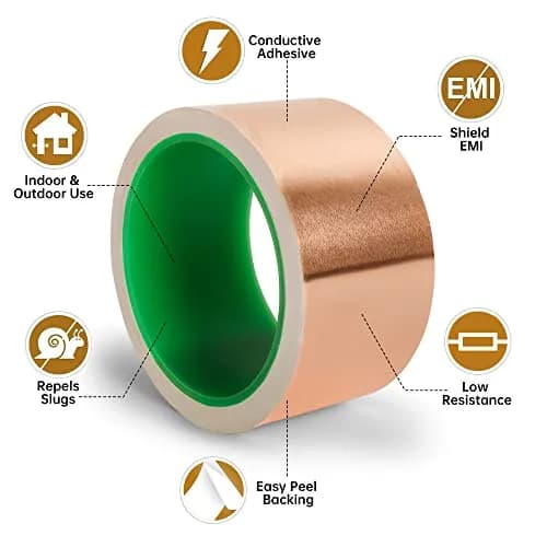 vootape Copper Foil Tape 4 inch x 33ft | Double-Sided Conductive Adhesive for EMI Shielding & Guitar Repairs thumbnail 8