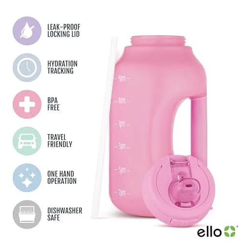 Ello Hydra 64oz Water Jug with Handle & Motivational Markers | Leak-Proof BPA Free Plastic Bottle (64 oz / 1.89L) thumbnail 2