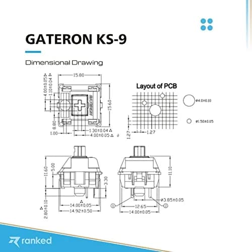 Ranked Gateron ks-9 Key Switches for Mechanical Gaming Keyboards | Plate Mounted (Gateron Yellow, 65 Pcs) thumbnail 5
