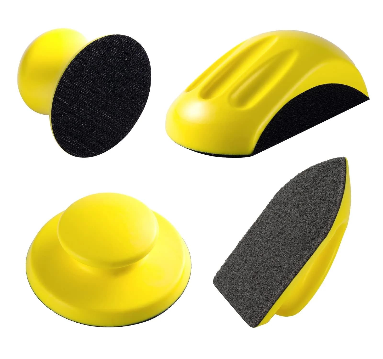 S SATC 4PCS Hook and Loop Sanding Block Set 5 Inch Round and Mouse Shapes | Versatile Sanding for Wood Furniture Restoration — 4 PCS Sanding Block