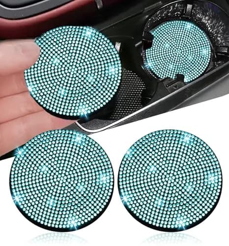 NBTEPEM 2pcs Bling Car Cup Holder Coaster 2.75 inch | Anti-Slip Shockproof Fashion Rhinestone Interior Accessory thumbnail 1