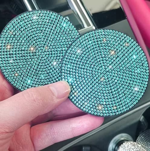 NBTEPEM 2pcs Bling Car Cup Holder Coaster 2.75 inch | Anti-Slip Shockproof Fashion Rhinestone Interior Accessory thumbnail 4