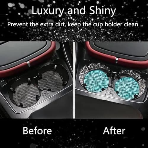 NBTEPEM 2pcs Bling Car Cup Holder Coaster 2.75 inch | Anti-Slip Shockproof Fashion Rhinestone Interior Accessory thumbnail 7