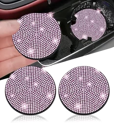NBTEPEM 2pcs Bling Car Cup Holder Coaster 2.75 inch | Rhinestone Fashion Car Interior Accessory thumbnail 1