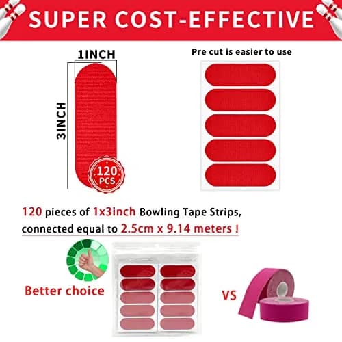 Birllaid Bowling Thumb Tape 120PCS Red | Sport Finger Protectors for Bowlers thumbnail 2