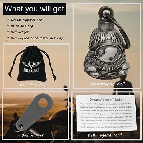 Dream Apparel Motorcycle Ride Bell for Bikers, Heavy Spirit Keychain & Lucky Charm (DBL9-L POW MIA) thumbnail 5