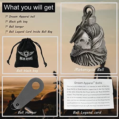 Dream Apparel Motorcycle Ride Bell for Bikers, Heavy Spirit Keychain & Lucky Charm (DBL17-L Rebel) | Unique 3D Design, Heavy Alloy, Multi-Use thumbnail 5