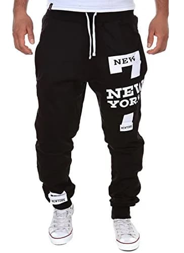 COTTORY Men's Harem Casual Baggy Hiphop Sweatpants XX-Large | Adjustable Waist & Letter Print thumbnail 1