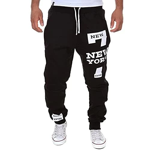 COTTORY Men's Harem Casual Baggy Hiphop Sweatpants XX-Large | Adjustable Waist & Letter Print thumbnail 2