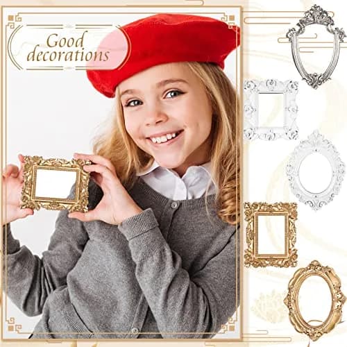 Yalikop Vintage Ornate Resin Picture Frames Set of 5 | 12.5cm x 10.16cm (4.92 x 4 in) Gold White Silver thumbnail 4
