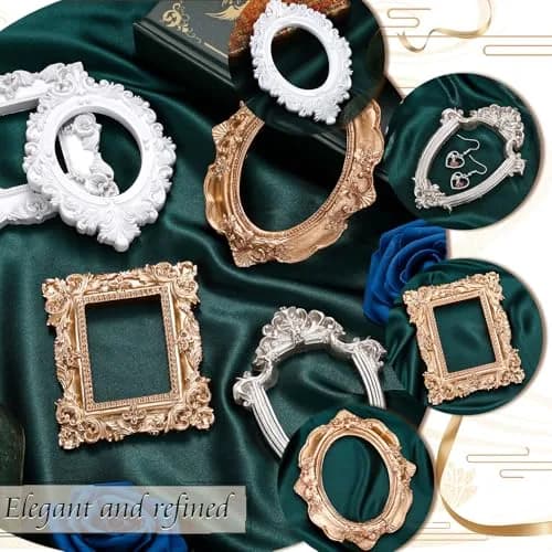 Yalikop Vintage Ornate Resin Picture Frames Set of 5 | 12.5cm x 10.16cm (4.92 x 4 in) Gold White Silver thumbnail 7