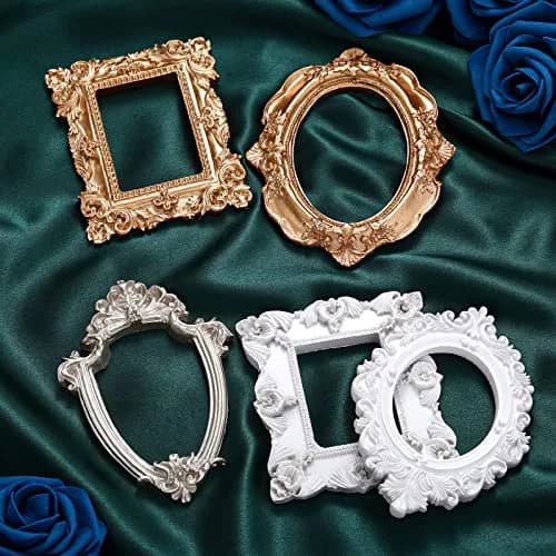 Yalikop Vintage Ornate Resin Picture Frames Set of 5 | 12.5cm x 10.16cm (4.92 x 4 in) Gold White Silver thumbnail 2