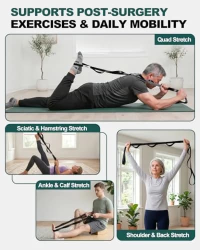 Trideer Stretching Strap Yoga Strap Physical Therapy 75"x1" | Non-Elastic, Sturdy Polyester for Home & Gym (Black) thumbnail 6