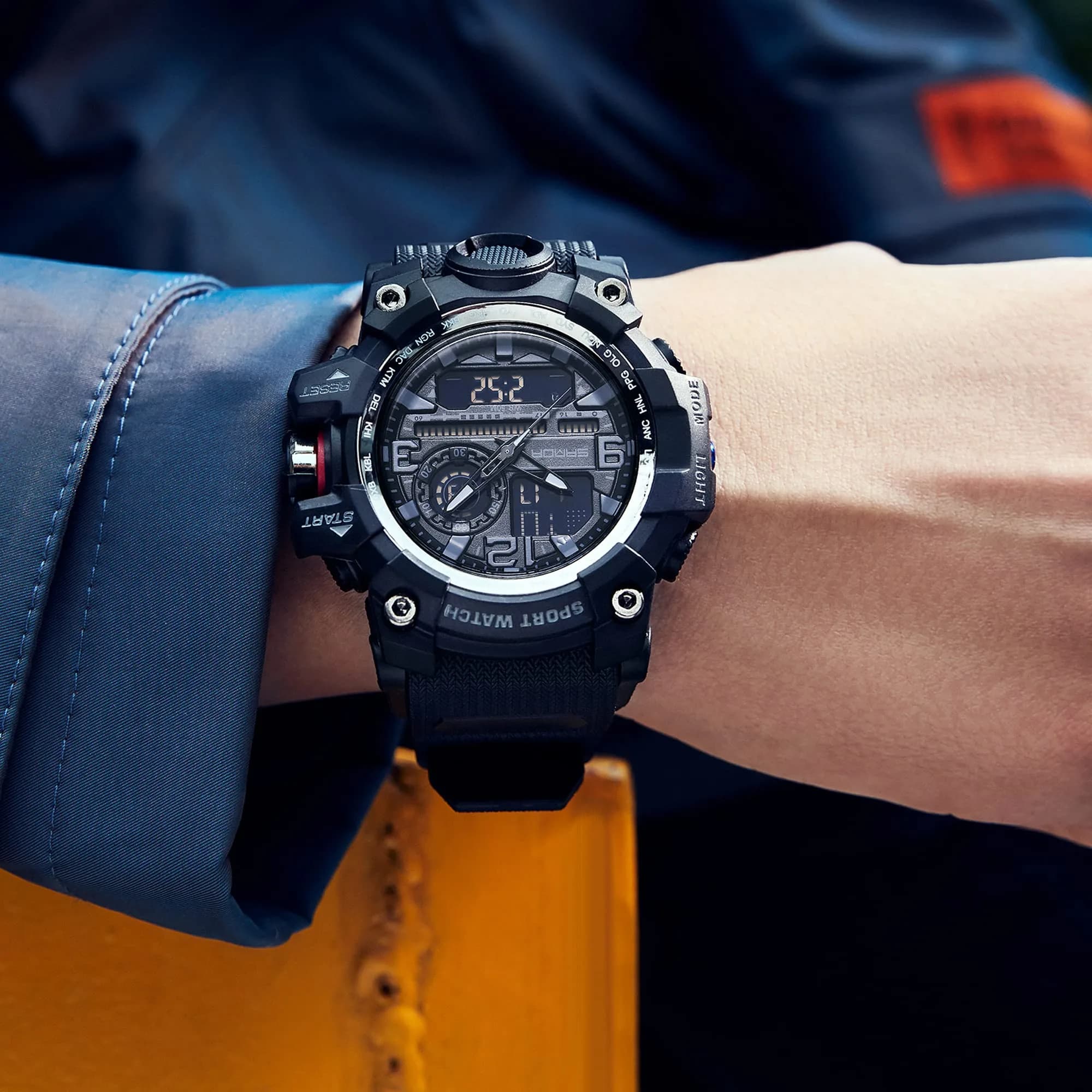 KXAITO Men's Sports Watch 58mm (2.28") | Military Style Dual Dial with LED & Stopwatch - view 7