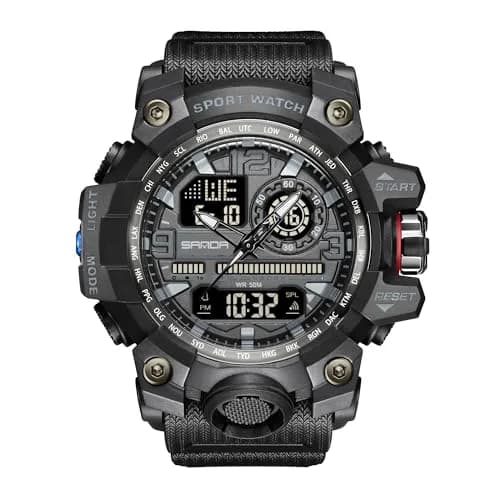 KXAITO Men's Sports Watch 58mm (2.28") | Military Style Dual Dial with LED & Stopwatch thumbnail 1