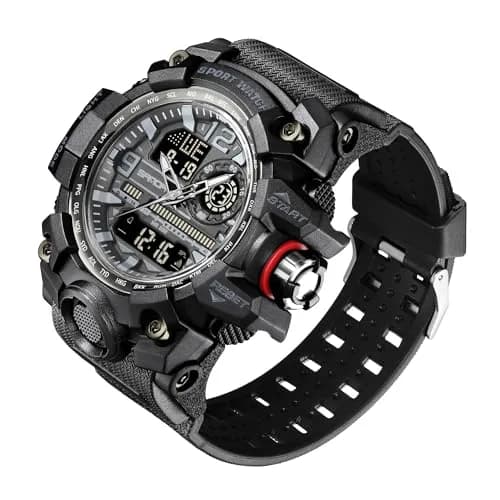 KXAITO Men's Sports Watch 58mm (2.28") | Military Style Dual Dial with LED & Stopwatch thumbnail 2