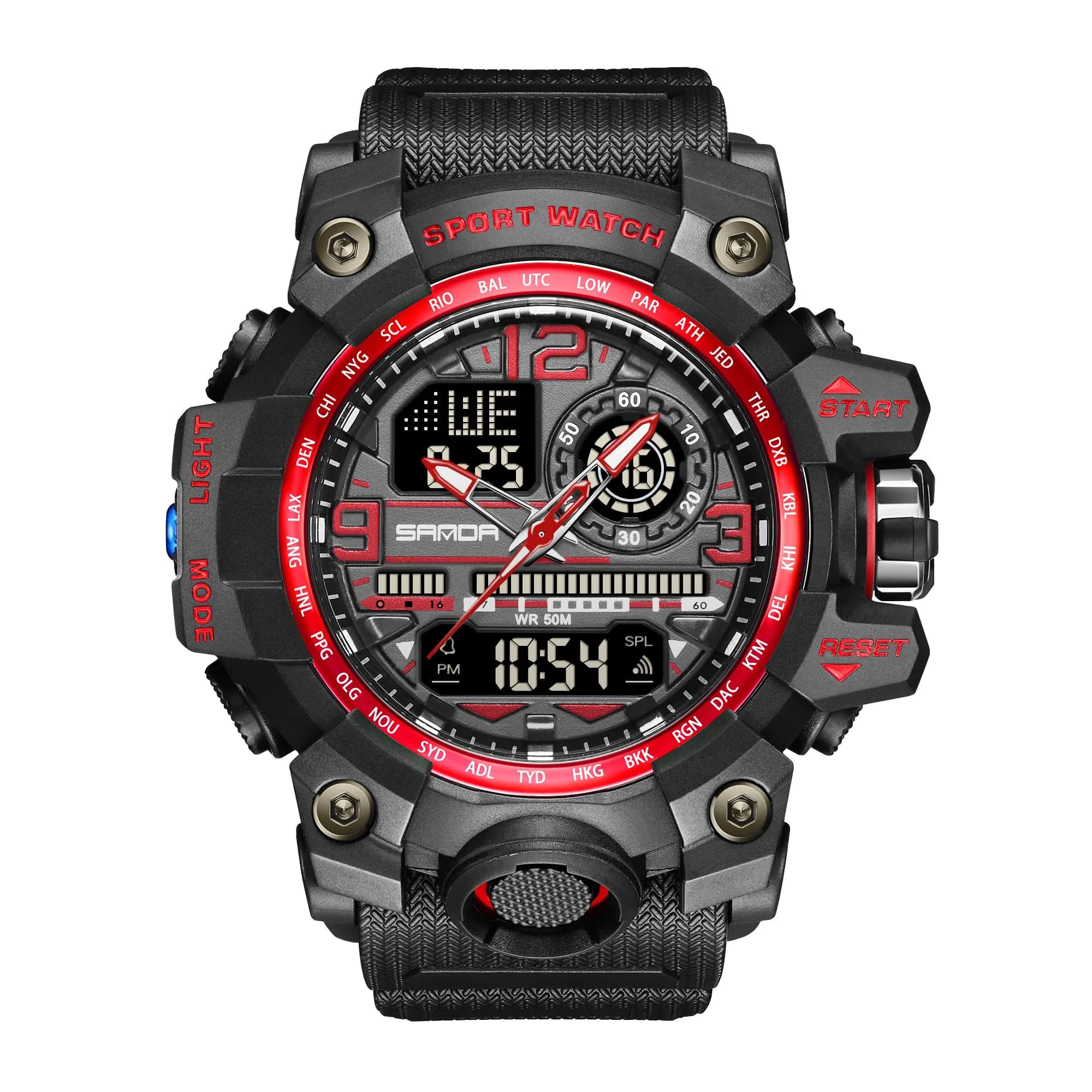 KXAITO Men's Sports Watch 58mm (2.28") | Military Style Analog-Digital Watch with LED, Alarm & Stopwatch - main product image