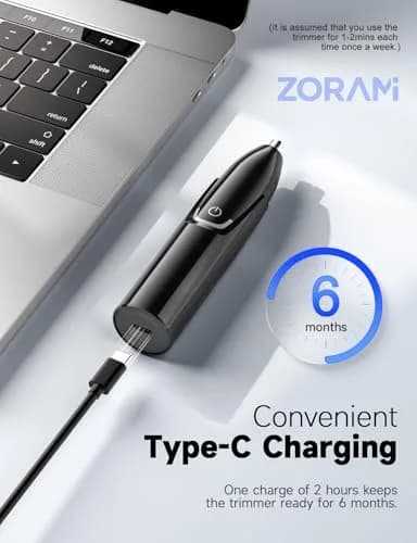 ZORAMI Rechargeable Ear and Nose Hair Trimmer - 2026 Professional Painless Eyebrow & Facial Hair Trimmer for Men Women, Powerful Motor and Dual-Edge Blades for Smoother Cutting Black thumbnail 2