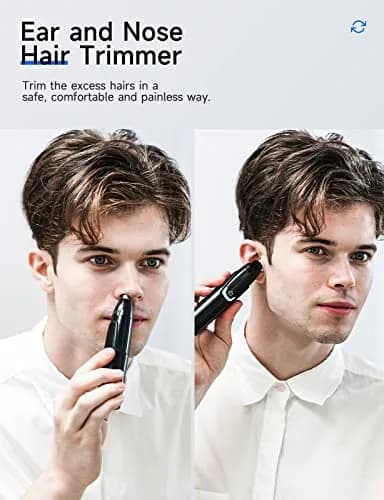 ZORAMI Rechargeable Ear and Nose Hair Trimmer - 2026 Professional Painless Eyebrow & Facial Hair Trimmer for Men Women, Powerful Motor and Dual-Edge Blades for Smoother Cutting Black thumbnail 3
