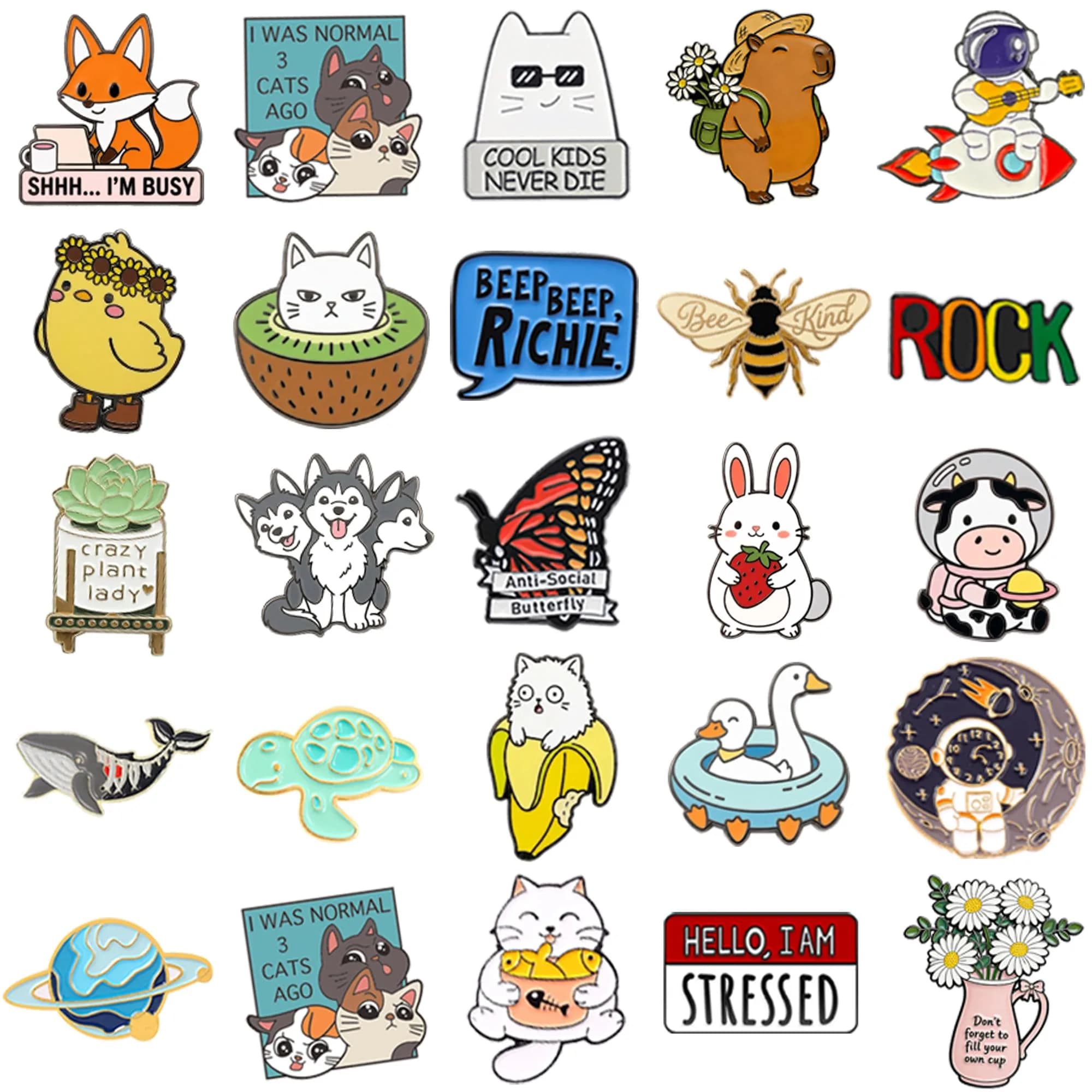 SINCCO Cute Enamel Backpack Pins, Funny Anime Lapel Pin Bulk Set (20 pcs, 1.0-1.4 inch) thumbnail 2
