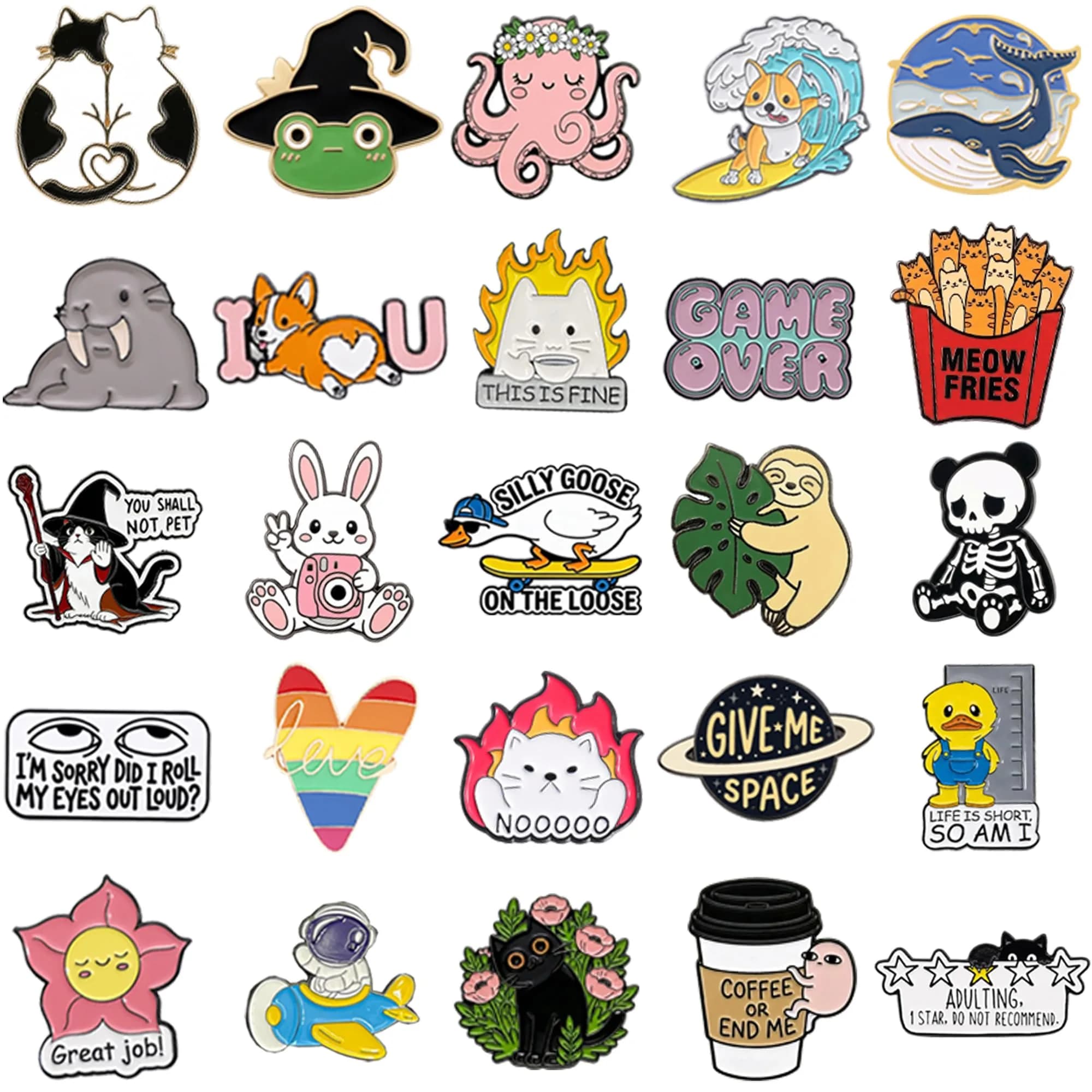 SINCCO Cute Enamel Backpack Pins, Funny Anime Lapel Pin Bulk Set (20 pcs, 1.0-1.4 inch) thumbnail 4