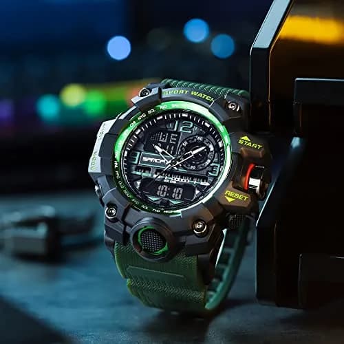 KXAITO Men's Military Sports Watch 58mm (2.28") | Dual Time Analog Digital Green thumbnail 4