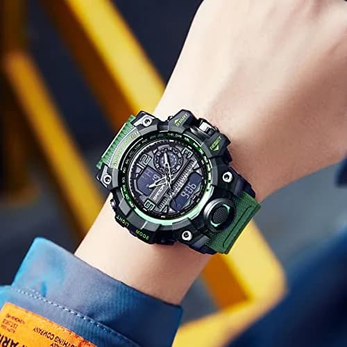 KXAITO Men's Military Sports Watch 58mm (2.28") | Dual Time Analog Digital Green thumbnail 5