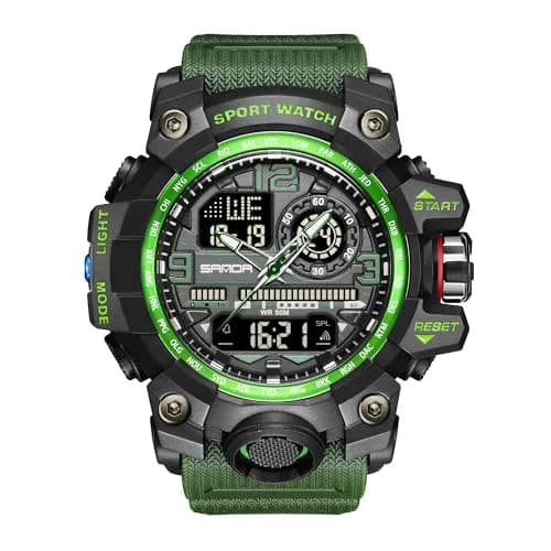 KXAITO Men's Military Sports Watch 58mm (2.28") | Dual Time Analog Digital Green thumbnail 1