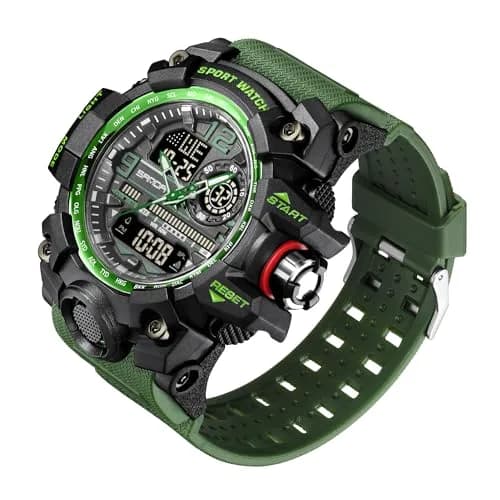 KXAITO Men's Military Sports Watch 58mm (2.28") | Dual Time Analog Digital Green thumbnail 2
