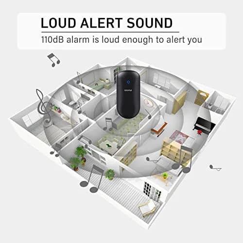 SECRUI Wireless Doorbell Kit with 1000ft Range & 58 Chimes | Black, 1 Receiver 1 Push Button thumbnail 4