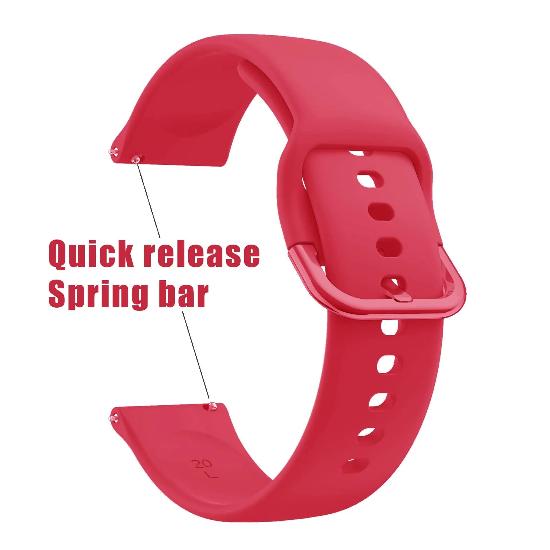 Ocdin Red Silicone Watch Band for Omega X Swatch Moonswatch Speedmaster 20mm | Quick Release - view 4