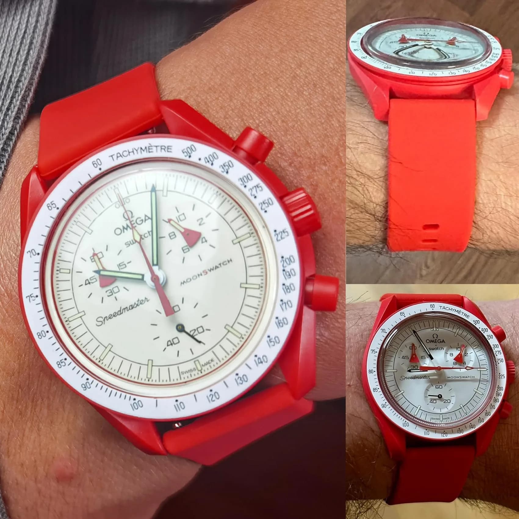 Ocdin Red Silicone Watch Band for Omega X Swatch Moonswatch Speedmaster 20mm | Quick Release - view 2