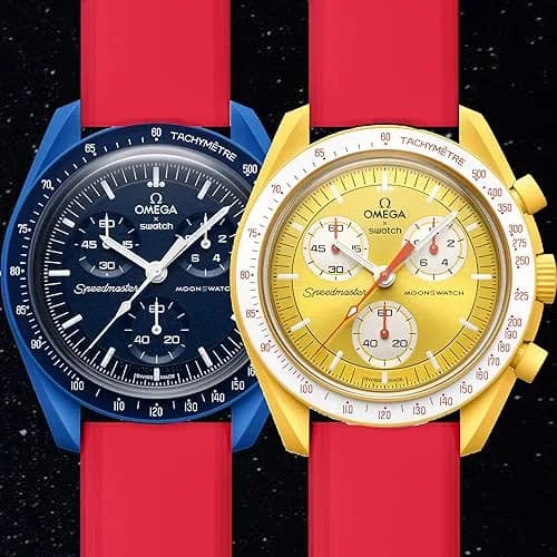 Ocdin Red Silicone Watch Band for Omega X Swatch Moonswatch Speedmaster 20mm | Quick Release thumbnail 3