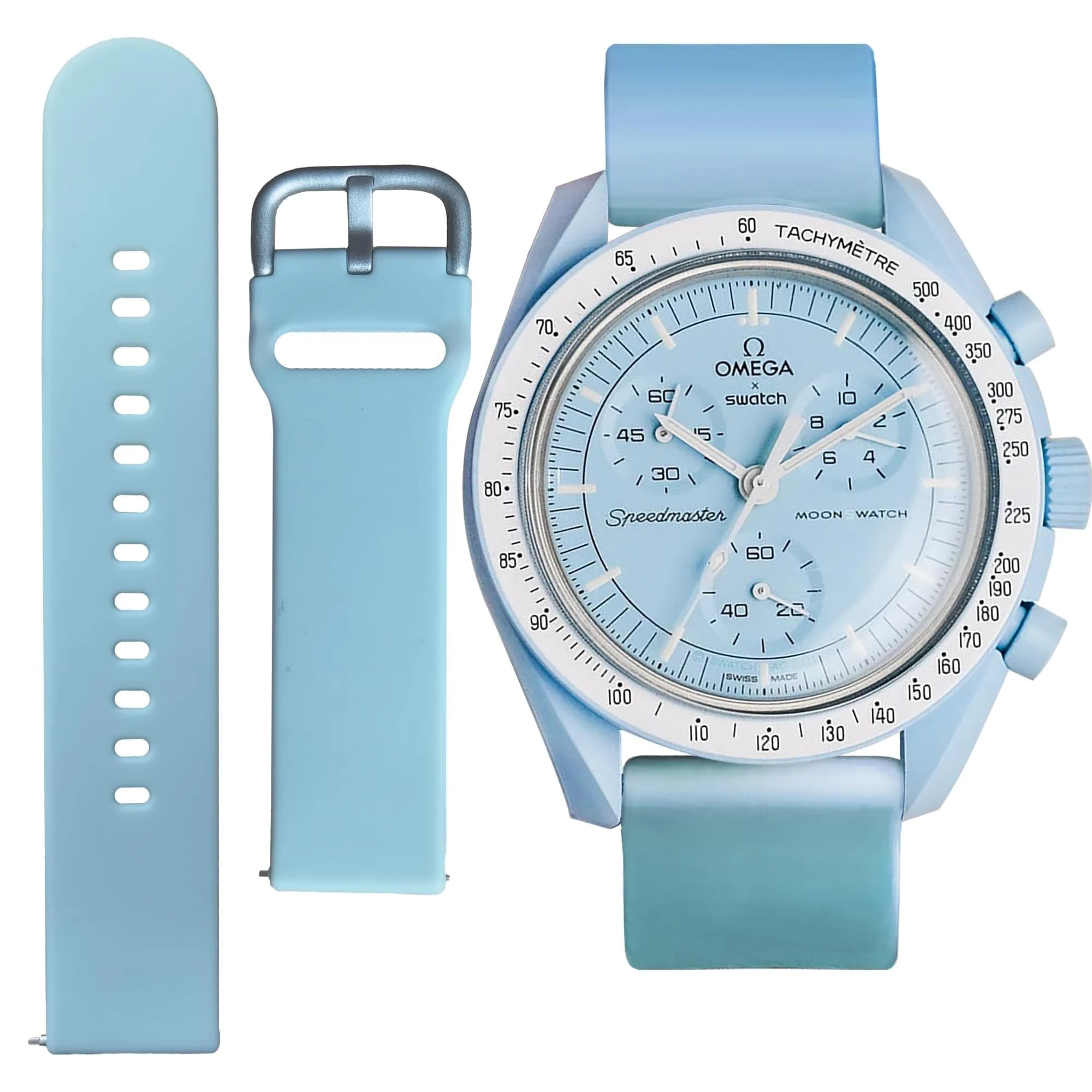 Ocdin Light Blue Watch Band for Omega X Swatch Moonswatch 20mm | Quick Release Silicone Strap - main product image
