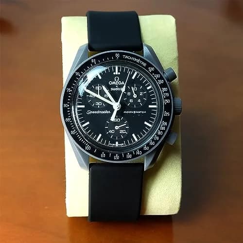 Ocdin Black Silicone Watch Band for Omega X Swatch Moonswatch Speedmaster 20mm | Quick Release Rubber Strap thumbnail 4