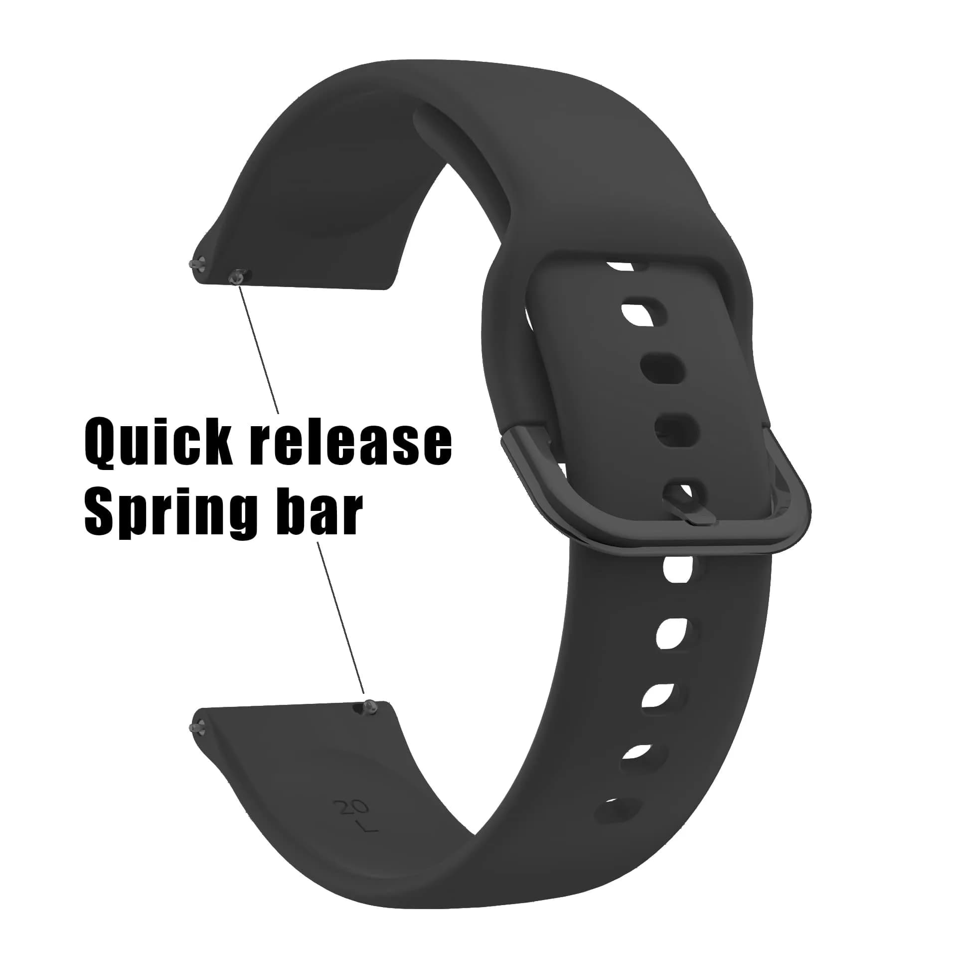 Ocdin Black Silicone Watch Band for Omega X Swatch Moonswatch Speedmaster 20mm | Quick Release Rubber Strap - view 2