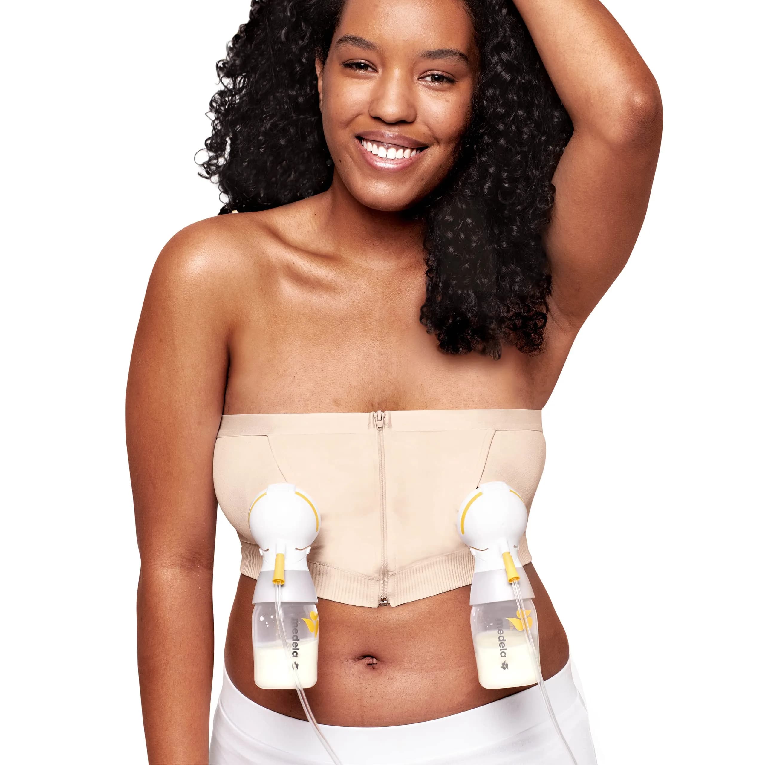 Medela Pumping Bustier for Hands-Free Pumping | Chai, Small | Supportive, Comfortable & Compatible with Medela Pumps
