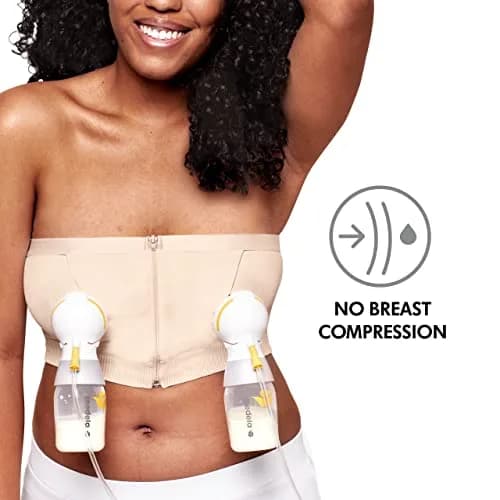 Medela Pumping Bustier for Hands-Free Pumping | Chai, Small | Supportive, Comfortable & Compatible with Medela Pumps thumbnail 4