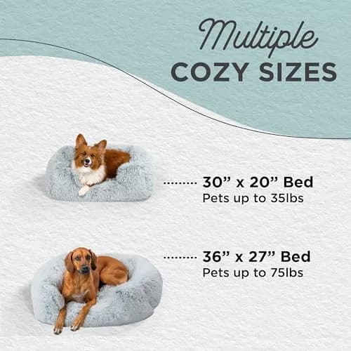 Best Friends by Sheri Lounge Shag Dog Bed, Faux Fur, Frost, 30" x 20" | Supportive & Washable Comfort thumbnail 5