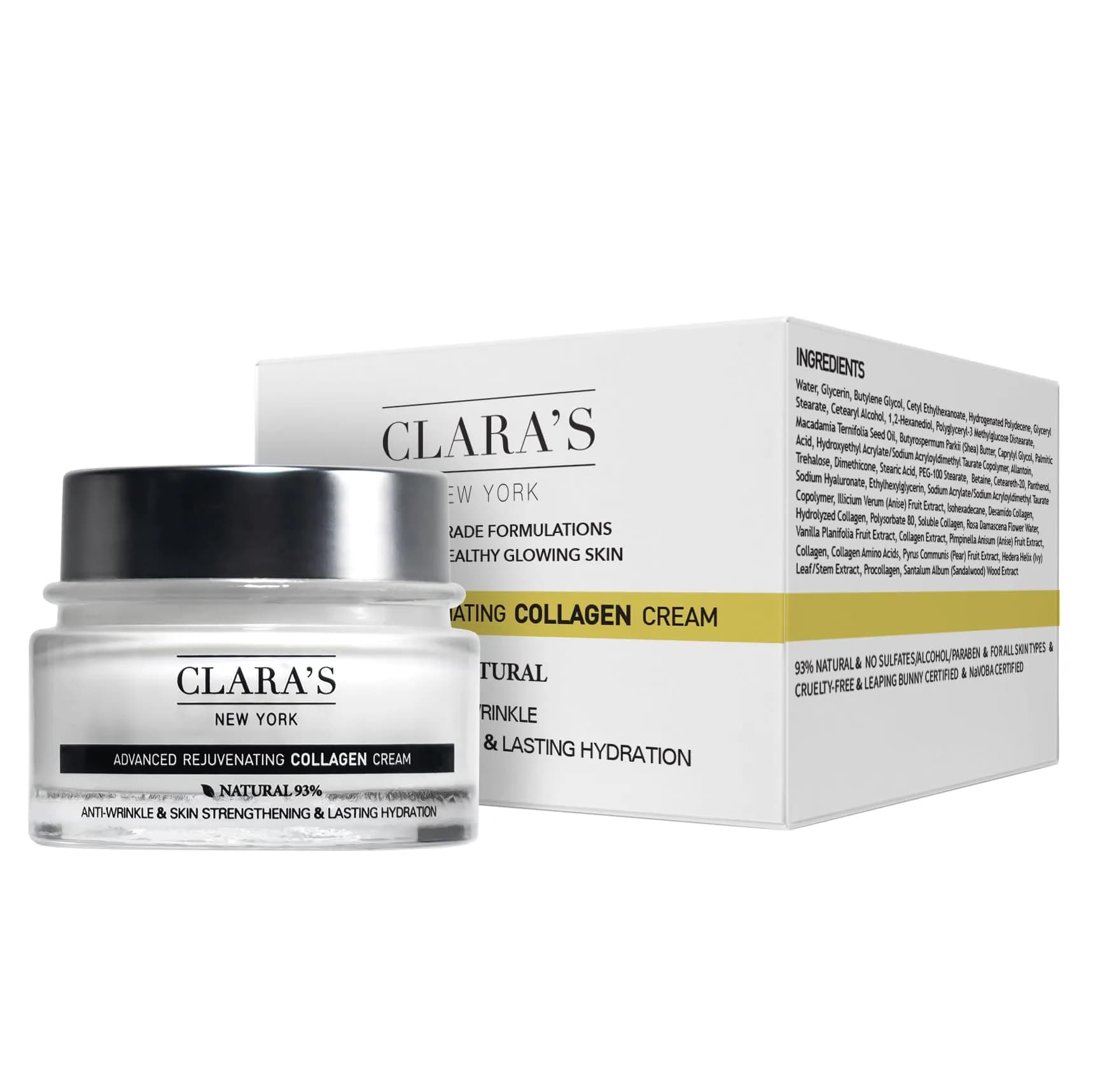 CLARA'S NEW YORK Collagen Cream 50ml | Anti-Wrinkle & Glowing Skin, Rich & Fast-Absorbing - main product image