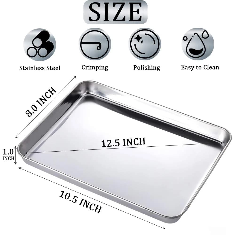LabAider Professional Medical Surgical Stainless Steel Dental Procedure Tray 26 cm (10.5") x 20 cm (8.0") x 2.5 cm (1.0") | 3-Pack Lab Instrument Tools Trays - view 2
