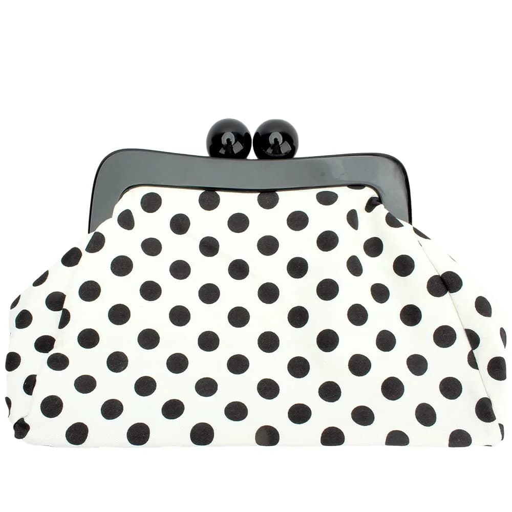 Menurra Polka Dot Evening Bag Clutch Purse for Women Wedding Party Handbag (white) | Vintage French Style