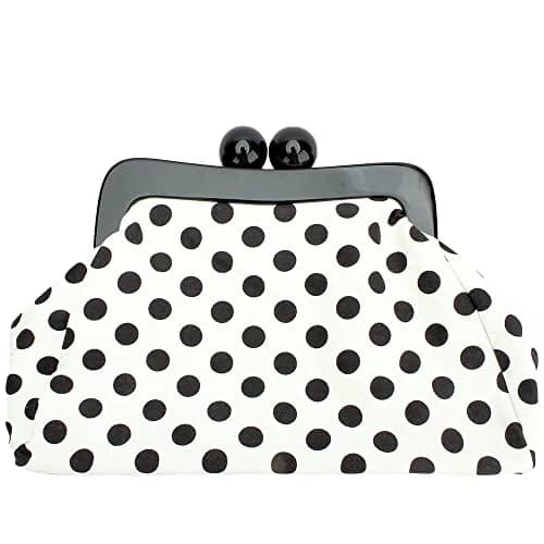 Menurra Polka Dot Evening Bag Clutch Purse for Women Wedding Party Handbag (white) | Vintage French Style thumbnail 1