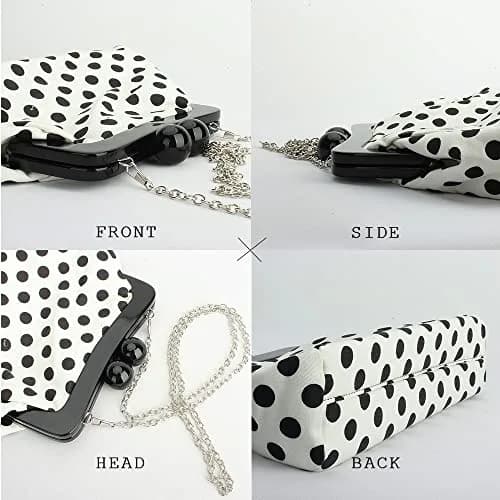 Menurra Polka Dot Evening Bag Clutch Purse for Women Wedding Party Handbag (white) | Vintage French Style thumbnail 5