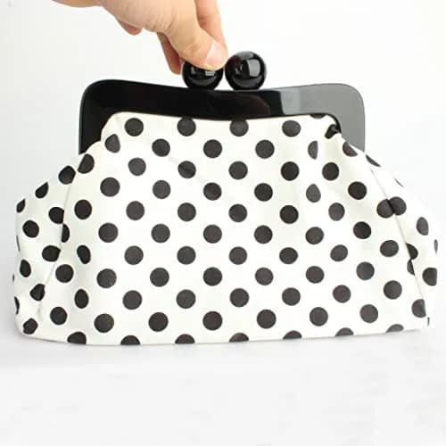 Menurra Polka Dot Evening Bag Clutch Purse for Women Wedding Party Handbag (white) | Vintage French Style thumbnail 2