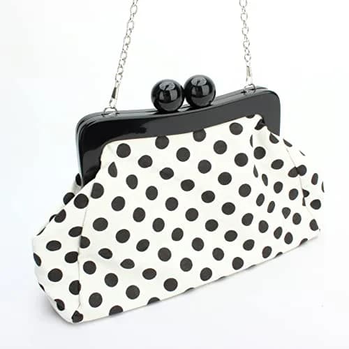 Menurra Polka Dot Evening Bag Clutch Purse for Women Wedding Party Handbag (white) | Vintage French Style thumbnail 3