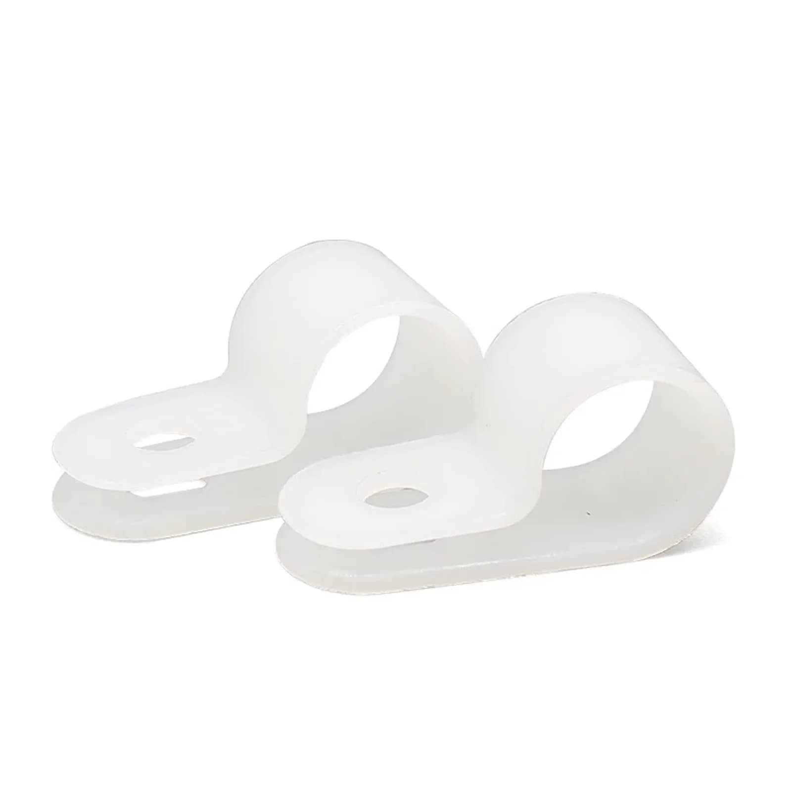 Teansic 100Pcs White Nylon R-Type Cable Clamps 3/4 Inch | Durable, Reusable Wire Organizer for Electrical Management