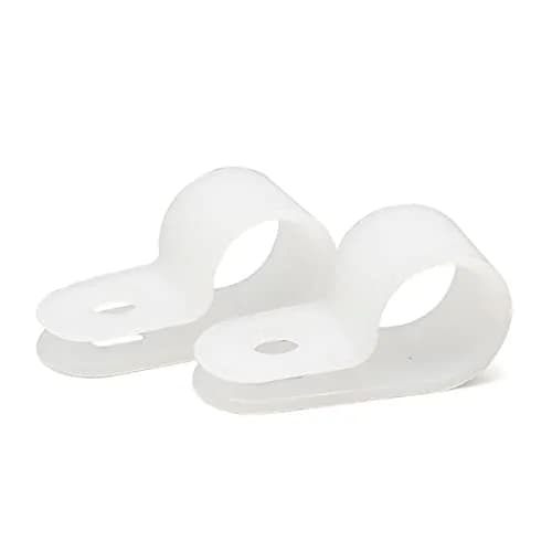 Teansic 100Pcs White Nylon R-Type Cable Clamps 3/4 Inch | Durable, Reusable Wire Organizer for Electrical Management thumbnail 1