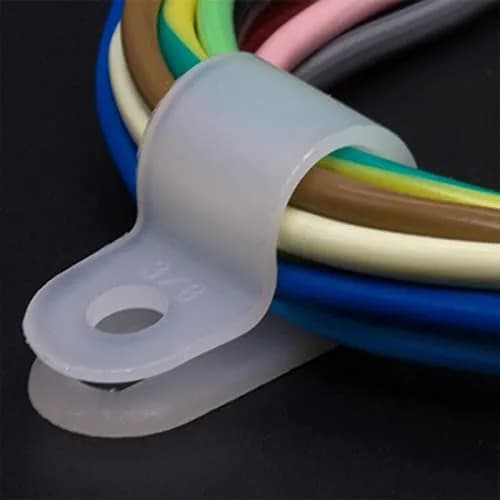 Teansic 100Pcs White Nylon R-Type Cable Clamps 3/4 Inch | Durable, Reusable Wire Organizer for Electrical Management thumbnail 5
