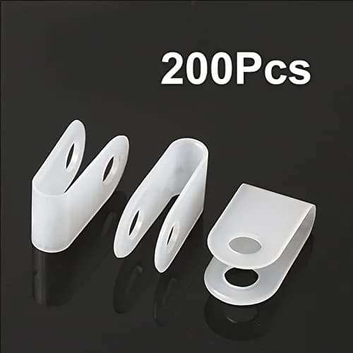 Teansic 100Pcs White Nylon R-Type Cable Clamps 3/4 Inch | Durable, Reusable Wire Organizer for Electrical Management thumbnail 7